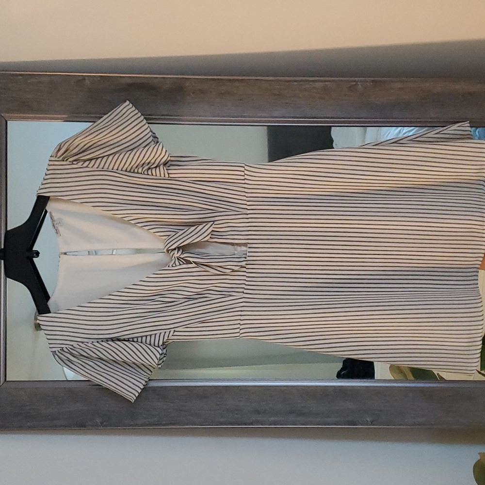 Line A Summer Dress white w/blue stripes